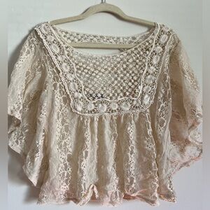 White Sheer Lace Overlay Top